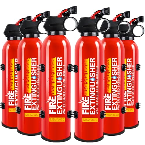 Fire Extinguisher for Home - 6pack Car Fire Extinguisher with Wall Mount, Small A B C K Fire Extinguisher, Water-Based Fire Extinguishers for Car/House/Kitchen/Truck/Marine/Boat/Vehicle/utv/rv