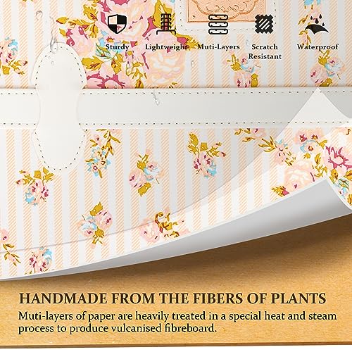 COTRUNKAGE Travel Vintage Luggage Set 2 Piece Floral Cute Check In Suitcases with Spinner Wheels for Womens, Beige Floral2