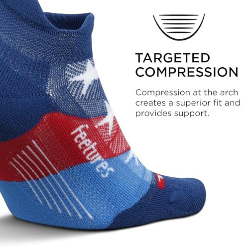 Feetures Elite Light Cushion No Show Tab Ankle Socks - Sport Sock with Targeted Compression - 2023 USA, L (1 Pair)2