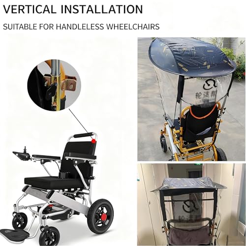 Porte-parapluie universel pour fauteuil roulant – Auvent imperméable avec pare-soleil, housse de pluie pour fauteuil roulant électrique, pince pour chaise parapluie