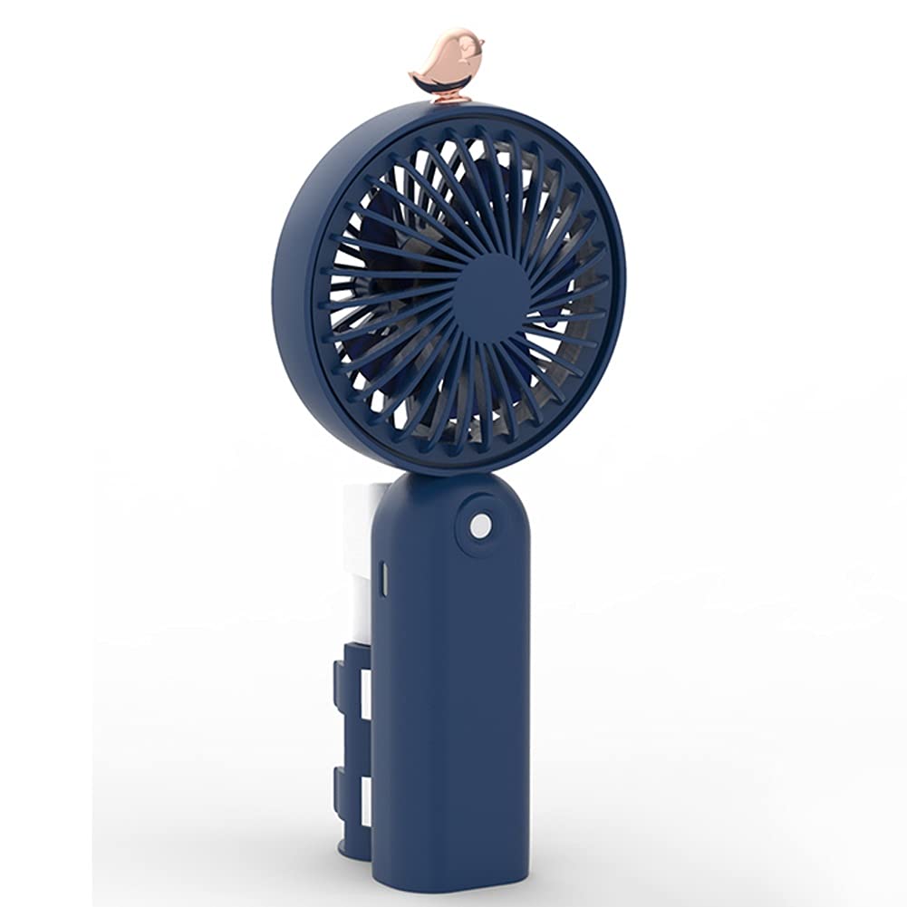 LYYAN Table Portable Outdoor Fan Two-in-One Humidifying and Hydrating Handheld Spray Fan Cooling Electric Fan Travel (Color : Blue-Love Birds)