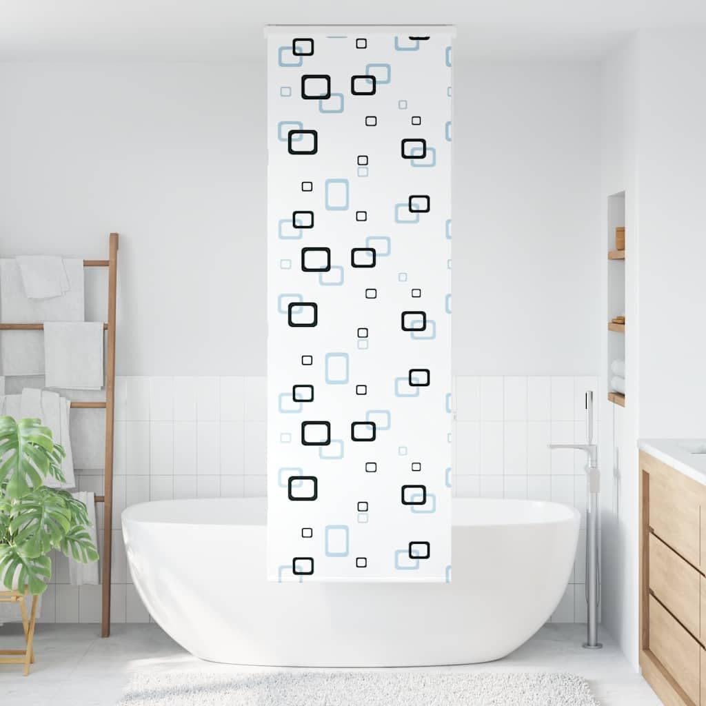 Roleta prysznicowa z kasetą 60 x 240 cm, PEVA wodoodporna, szerokość materiału 56 cm, wzór bąbelków, zajmuje mało miejsca, do łazienki