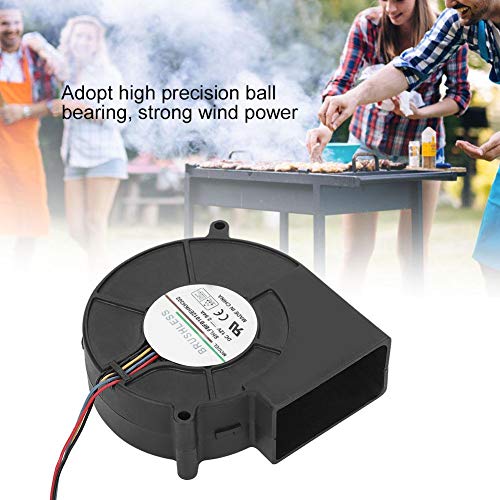 Duokon BBQ Fan Air Blower for Barbecue Picnic Camping Fire Charcoal Starter 12V 2.94A Black Color Low Running Noise BBQ Fan - Image 4
