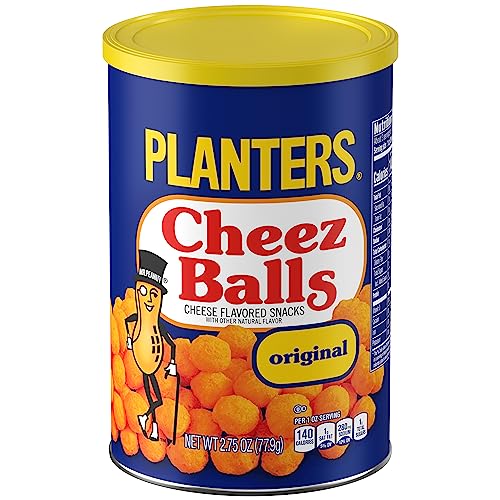Image of PLANTERS Blue Original Cheez Balls Cheese Flavored Snacks, 2.75 oz Canister (Pack of 6)