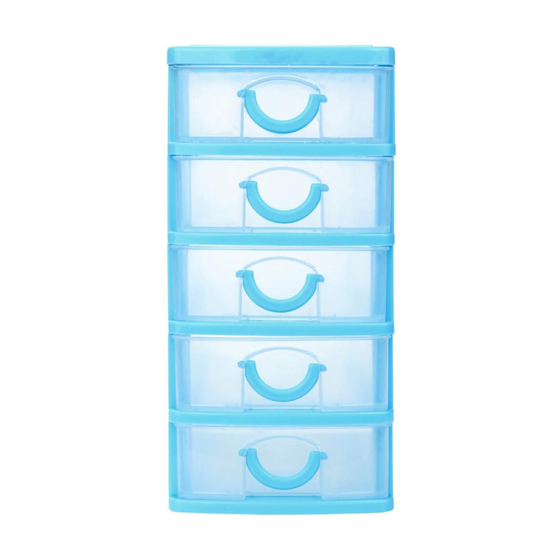 Rempry Mini organizer in plastica con 7 cassetti trasparenti, 18 x 13 x 33,5 cm, piccoli contenitori per scrivania, banconi, armadi, rosa