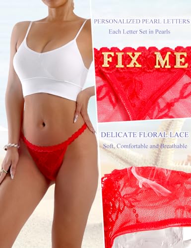 Image of Sexy Underwear for Women Lace Panties Sexy Thong with Funny Rhinestone Letters for Couple Gifts