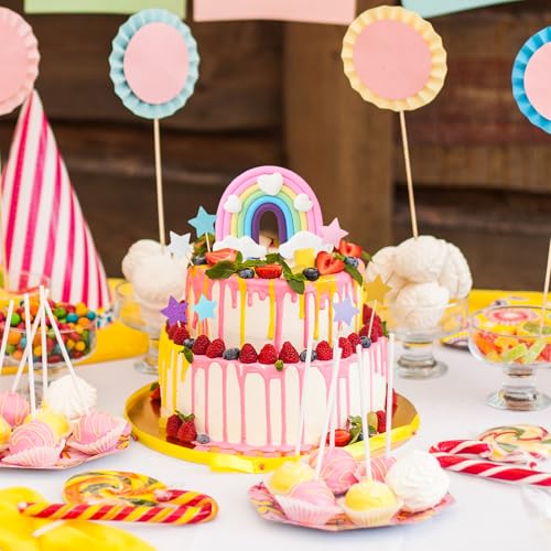 Zeyiyer XE00147829_H66AKZC1 Rainbow Cake Topper And 20Pcs Colorful Star Cake Toppers thumb #5