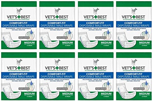 Veterinarian's Best Comfort-fit 8 packs of 12 wraps (96 total wraps) Disposable Male Wrap,Medium