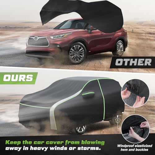 Image of Mixsuper Liner Car Cover for Toyota Highlander 2001-2025, 7 Layers Waterproof Car Cover Accessories for Highlander with Zipper Door, Windproof Straps, Reflective Strips, Anti-UV, All Weather