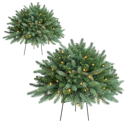 HomeKaren Christmas Planter Filler Tree Outdoor Prelit 2 Pack, 24"