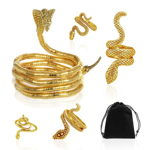 1pc Gold Snake Chain and 1pc Gold Snake Ring with 1pc Black Stora...