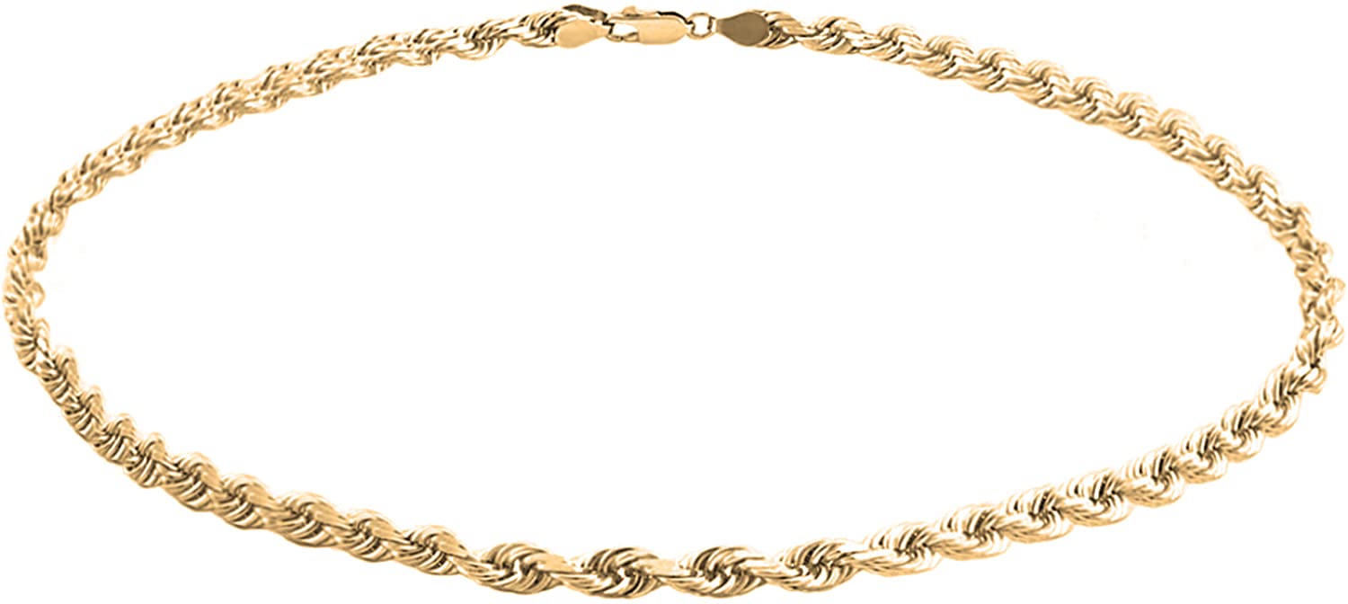 Savlano14K Solid Gold Italian Pendant Chain Anklet for Women & Girls Comes With Gift Box - Made in Italy, n ,