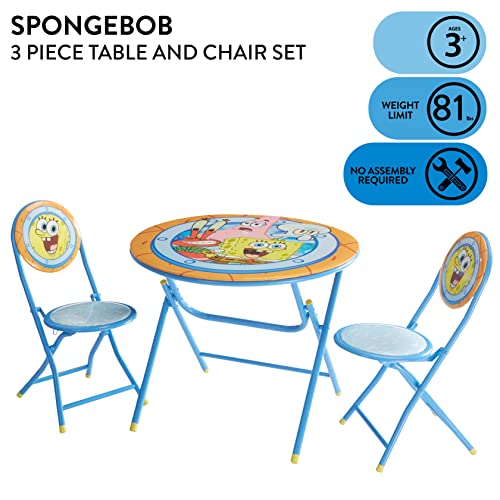 Image of Spongebob Squarepants Round Table and Chair Set,Kids Activity Table with 2 Chairs, Fun Playroom Furniture for Arts, Crafts & Snacks