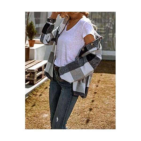 UANEO-Womens-Casual-Plaid-Button-Down-Long-Sleeve-Wool-Blend-Shirt-Jacket-Shackets UANEO Womens Casual Plaid Shacket Button Down Fall Flannel Shacket Jacket Women (White-S)