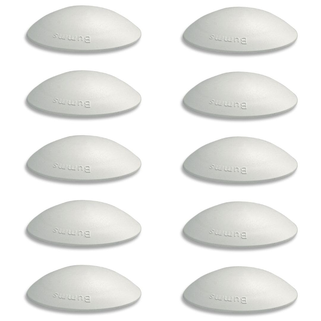 Bumms Door Stopper for Floor and Wall White Self-Adhesive No Drilling [Pack of 10] - Diameter 60 mm - Wall Buffer for Wall Protection Made of Rubber - Door Buffer for Door Hinge, Door Handle