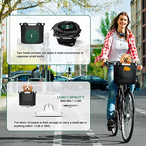 ANZOME Bike Basket, Folding Small Pet Cat Dog Carrier Front Removable Bicycle Handlebar Basket Quick Release Easy… - Image 5