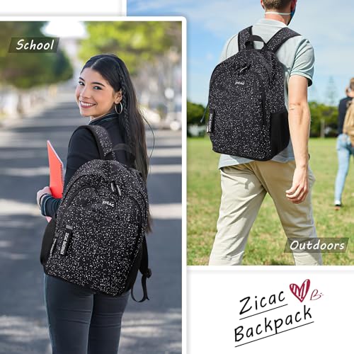 Image of Zicac Canvas Backpack, Classic Basic Daypack, Lightweight Casual Travel Daypack Satchel Backpack Unisex (Black)