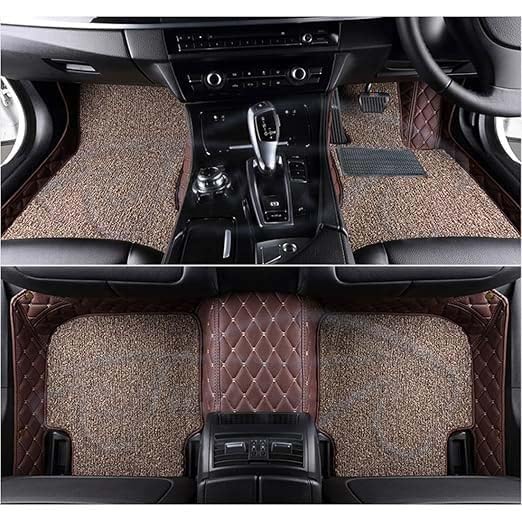 Image of 7D Car Foot Mat for Harrier EV | Coffee Beige with Beige Curly