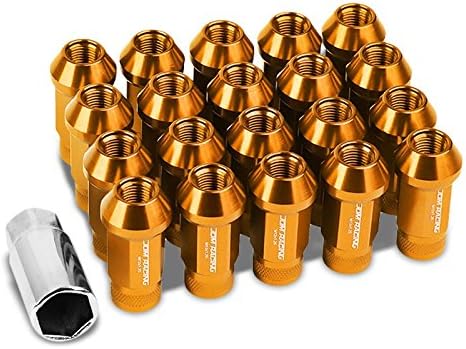 Orange Aluminum M12 x 1.50 25MM Diameter/50MM Height Open Knurled Top Acorn Tuner 20 Piece Lug Nuts