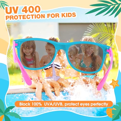 Gifts2U Kids Sunglasses Bulk Party Favors for Kids Ages 3-8, 24 Pack Rainbow Neon Sunglasses for Boys Girls with UV400 Protection, Birthday Pool Gifts Party Supplies.4