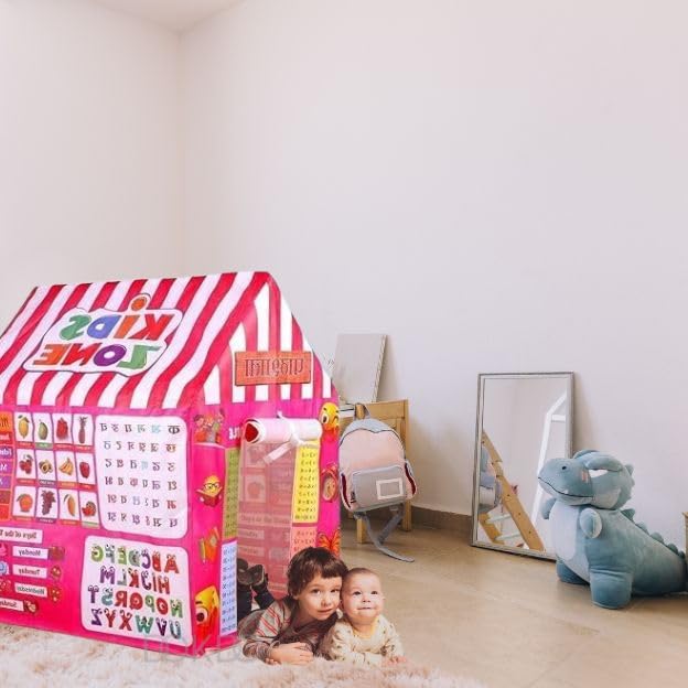 Image of Kids Play Tent House for Boys & Girls | Foldable Toy House for Indoor & Outdoor Fun | Tent House for Kids 2 to 6 Years | Portable Playhouse Kids House Tent (Pathshala Tent)