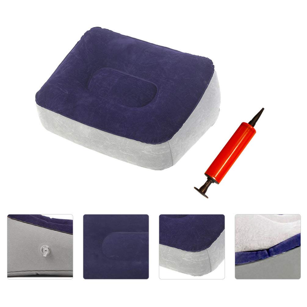 BESPORTBLE Comfortable Inflatable Foot Rest Cushion Travel Footstool for Long Trips and Office Use Random Color