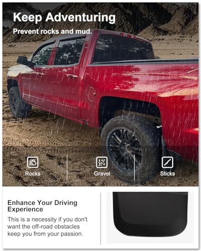 Image of KIWI MASTER Mud Flaps for 2014-18 Chevy Silverado 1500 Accessories, 2019 Silverado 1500 LD, 2015-19 Silverado 2500 /3500, Heavy Duty Mud Guards, Front & Rear Splash Guards, No Drill, 4 Pcs Set