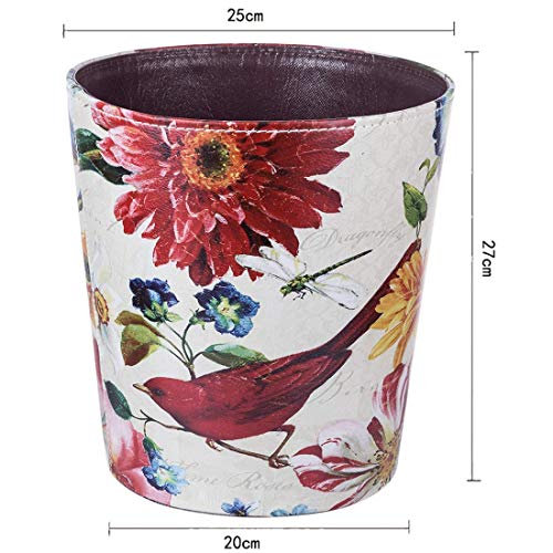 Scakbyer F2601XT1395B9 Leather Trash Can, Retro Decorative Waste Basket, 10L Capacity Small Waste Paper Basket, Waterproof Garbage Can For Bathroom, Bedroom, Office, Kitchen And Living Room thumb #6