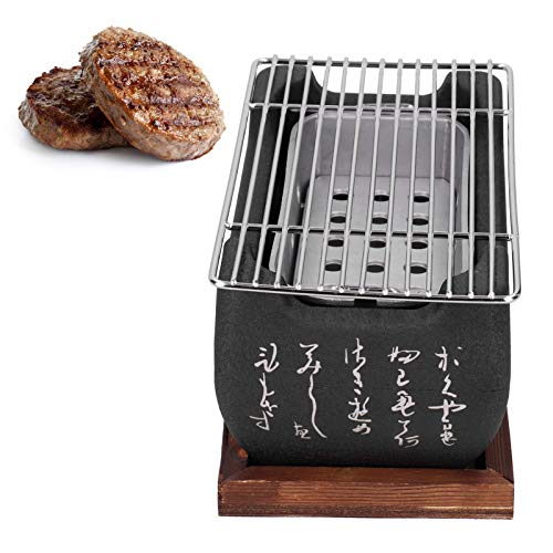Parrilla de Barbacoa Japonesa, Aleación de Aluminio Portátil Parrilla de Carbón Parrilla Hibachi para Acampar Al Aire Libre Parrilla Japonesa Parrilla de Carbón