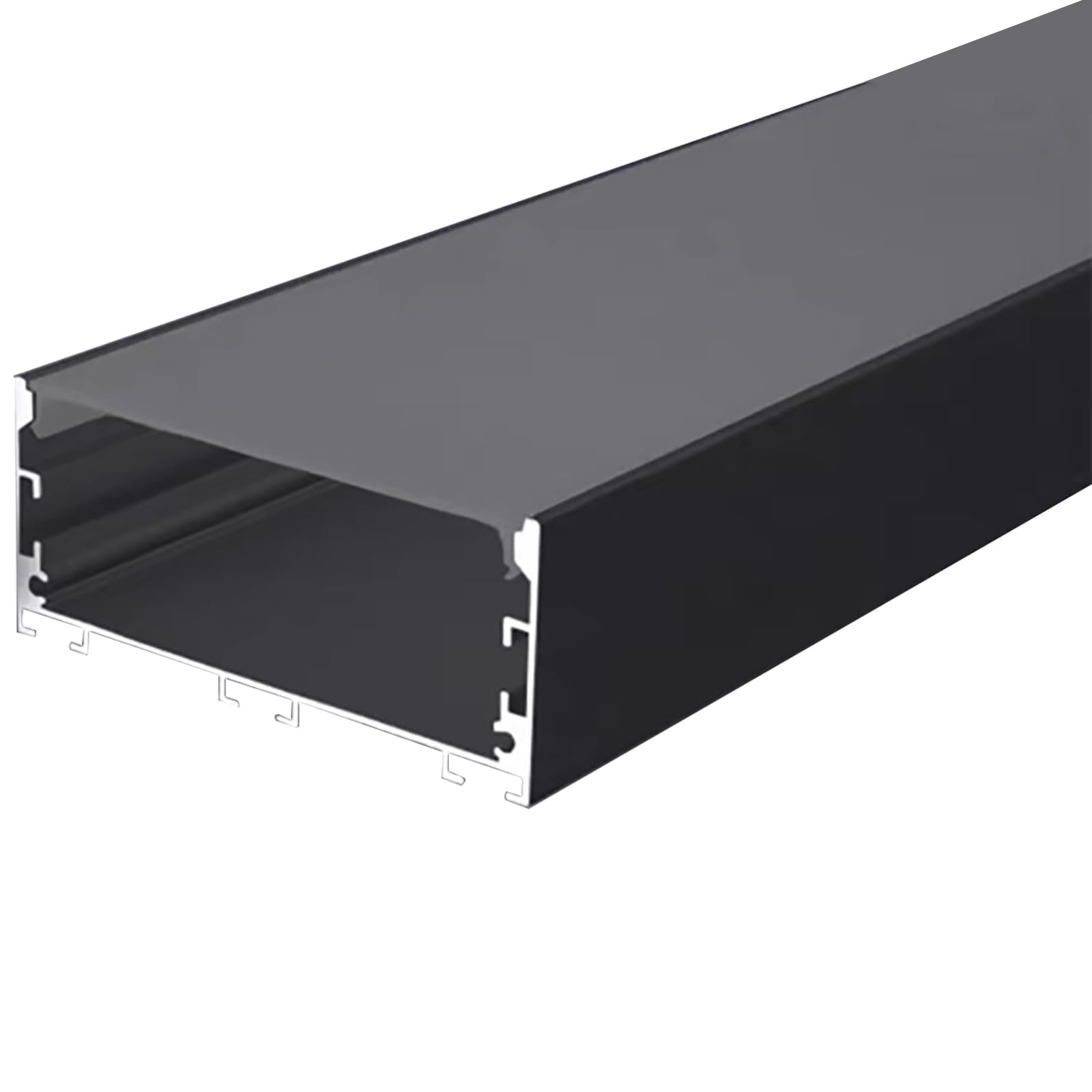 Difusor de Tira LED, Perfil de Aluminio en Forma de U, Color Negro, con Cubierta Blanca lechosa, Conectores para Tiras de Luces, Longitud 6 m,80 * 35 Without Edge
