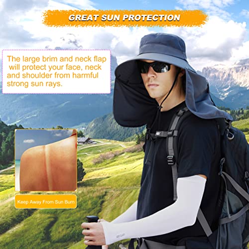 Image of Women Wide Brim Face Mask Sun Hat Detachable Neck Face Flap Ponytail UV Protection Visor Hat Garden Fishing Hiking