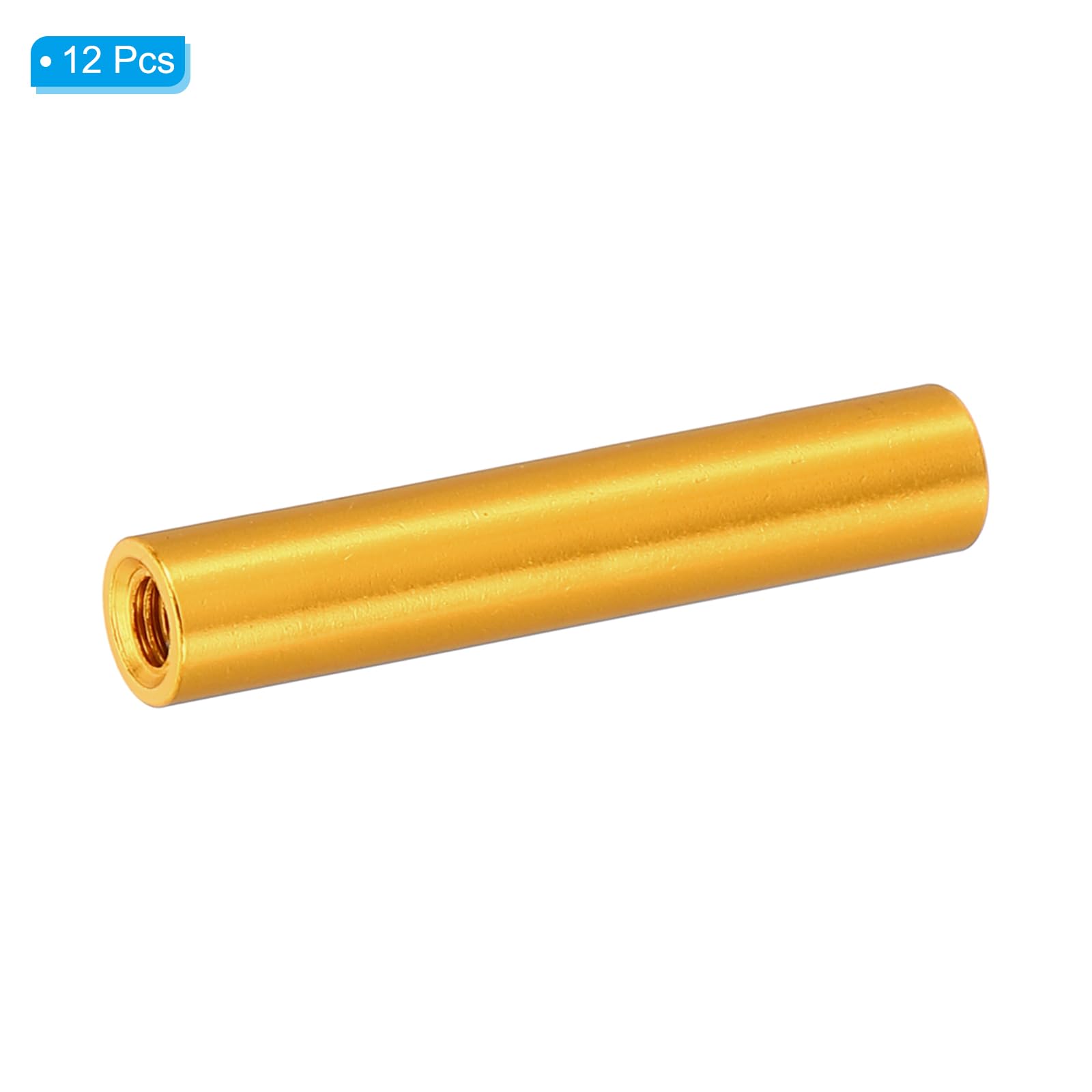 PATIKIL 12pcs M3 Metal Threaded Standoff Spacer Nuts, Round Aluminum Spacers Female Coupling Screws, 1/8" ID x 3/16" OD, Gold 3x5x27mm - Image 3