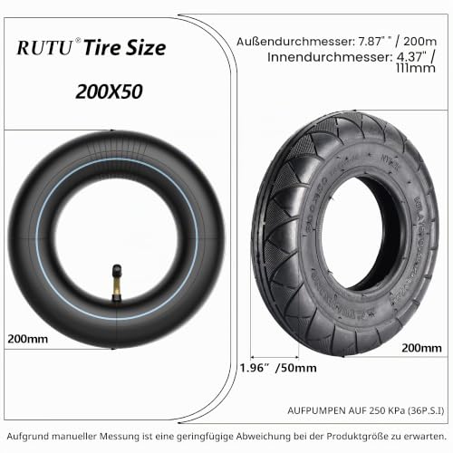 200x50Innenreifen, 8 "X 2" Innenschlauch Ersatz, 2 Packung – Ansicht 2