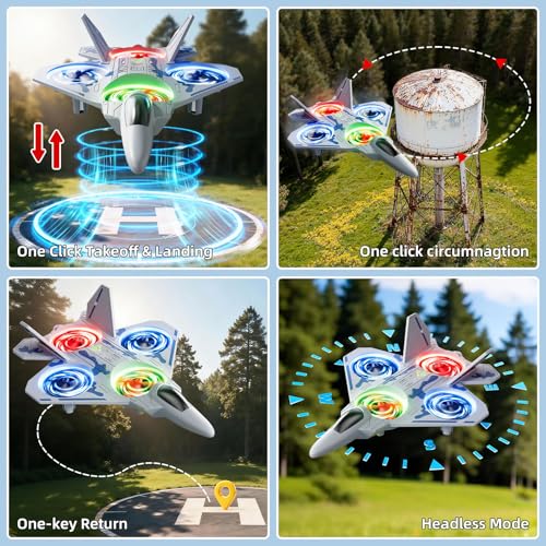 Image of Remote Control Airplane Drone for Kids Ages 4-6-8-10-12, RC Plane Jet Drone with One Key Take Off-Landing, Headless Mode, 360 Flip for Kids Boys Beginners, Outdoor Flying Toys Birthday Gifts for Boys