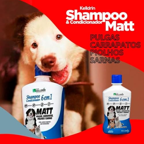Shampoo Condicionador AntiPulgas Matt 6x1 Carrapatos, Piolhos e Sarnas 500ml