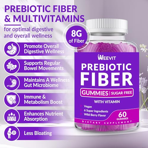 WEEVIT Prebiotic Fiber Gummies for Adults - Zero Sugar Added- 8g Fiber Supplement with Prebiotic Digestive Blend for Fulfill, Metabolism, Gut & Digestive - Thumbnail 2
