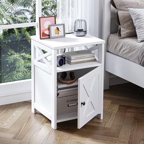 OtterOasis Farmhouse Nightstand with Charging Station