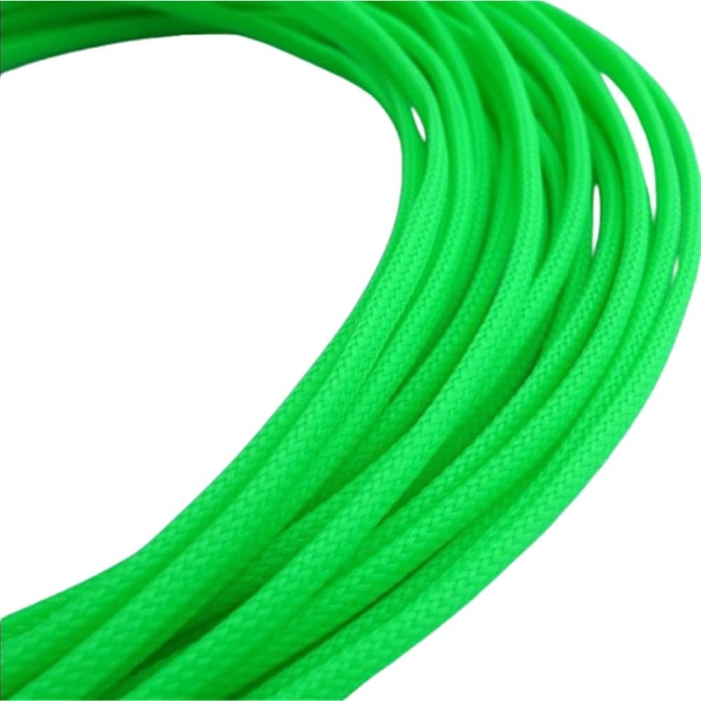 LOMNCHSG Wire Insulation Braid Fire Sleeve, PET Flat Expandable Braided Sleeving, Multicolor, Multiple Sizes(Fluorescent Green,12MMx10M)