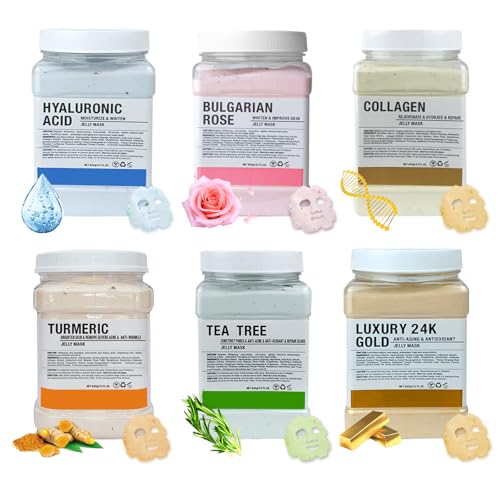 Angeland Jelly Mask for Facials Professional, Hydrating & Moisturizing Peel-Off Natural Gel Face Mask SkinCare, Professional Spa Use Jelly Face Masks, Deep Hydration & Glow 23 Fl Oz (6 Pack)