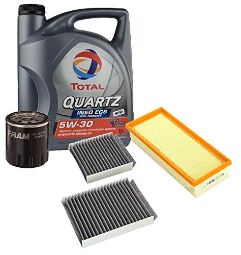 Fram Kit Filtros Puesta a Punto Total Quartz Ineo ECS 5w30 + Aire, Aceite, Habitáculo para Motores 1.0/1.2VTi 2013-