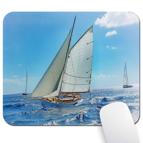 Wknoon 9.5"x 7.9" Mouse Pad (Nautical Sailboat), Non-Slip Mat for