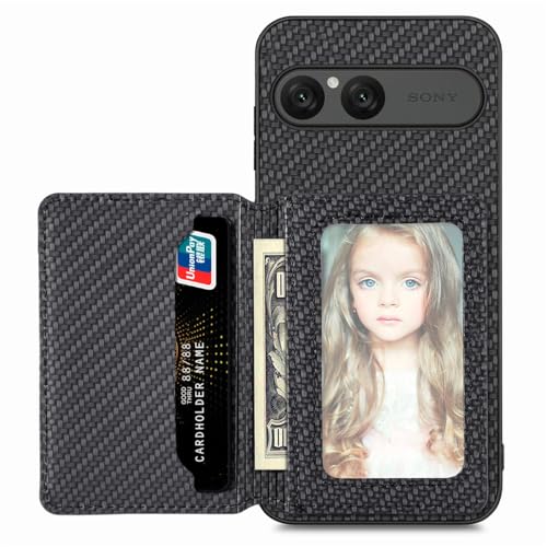 MOJIA Coque pour Sony Xperia 10 VII, Étui Ultra Mince Tendre TPU, Housse de Téléphone Antichoc Anti-dérapant avec Blocage RFID Sac de Carte. Le Noir