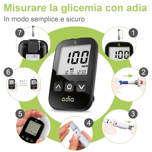 Strisce reattive adia (200 pezzi), pacco convenienza per monitorare la glicemia in caso di diabete (valori di zucchero elevati nel sangue), fabbricate per il glucometro adia (non apparecchio) - 8