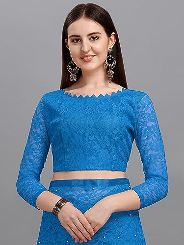 Image of LOROFY Women's Brasso Net Saree With Blouse