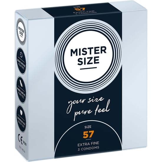 MISTER SIZE - Caja de 3 preservativos de látex con depósito, 7 tamaños disponibles Mister Size - MS03-57 mm