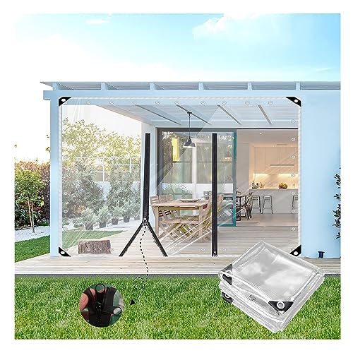 Bâche en PVC avec Fermeture À Glissière, 700 g/m², lourd Bâche Transparente 0.5mm PVC avec Porte Zippée Rideau Exterieur Imperméable pour Pergola, Cabanon, Porche ( Size : H2.1xW2.5m/H6.8xW8.2ft )