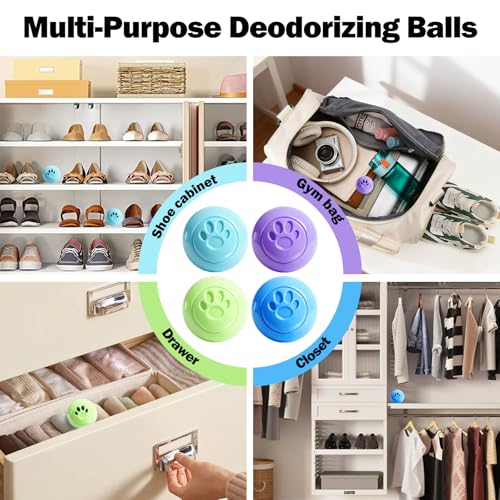 Image of SCENTORINI Shoe Deodorizer Balls, Sneaker Deodorizer Balls 12 Pack | Odor Eliminator for Smell Shoes, Boots, Long Lasting Shoe Freshener for Gym Bags, Drawers and Small Spaces