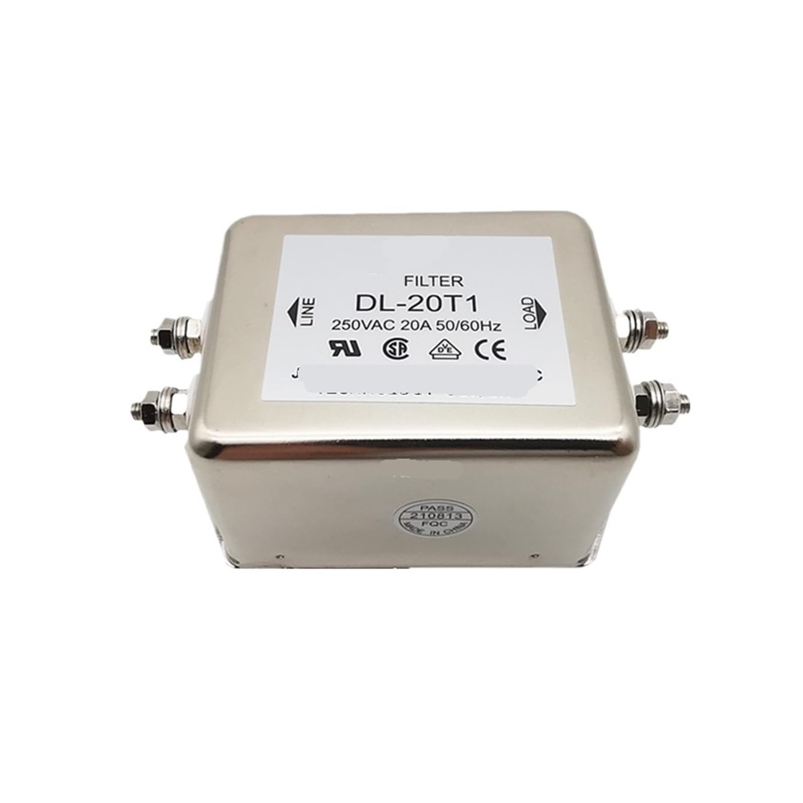 Filtro de potencia monofásico DL-20T1 D1 | Tensión: 220V; Corriente: 20A/10A; Fase/cableado: monofásico