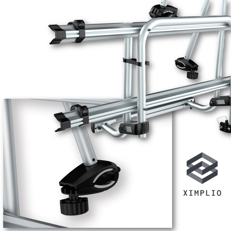 XIMPLIO Wallrider Portabici per Camper e Caravan, Alluminio Anodizzato, per 2 Biciclette ed E-Bike, Carico Massimo 50 kg, Pieghevole con Antifurto Integrato