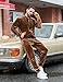 LecGee Men's Fashionable Velour Tracksuit 2 Piece Set Full Zip Jacket and Pants Casual Matching Outfits(Brown,Large)